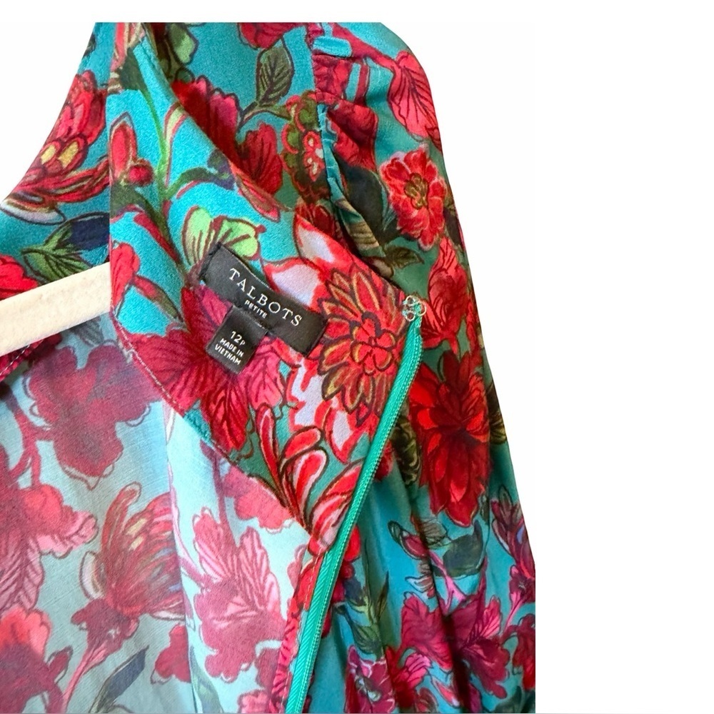 Talbots Petite Romantic Floral Side-Tie Midi Dress | 12P 🌸 - Picture 13 of 16